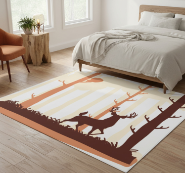 Alfombra vinílica dormitorio bosque y ciervo - TenVinilo
