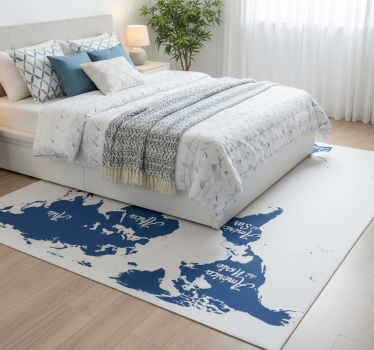 Alfombra vinílica dormitorio mapa mundi azul clásico - TenVinilo