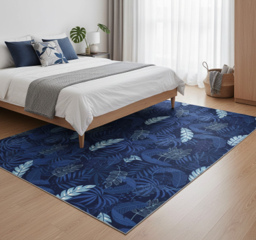 Alfombra vinílica dormitorio maranta azul y pantera - TenVinilo
