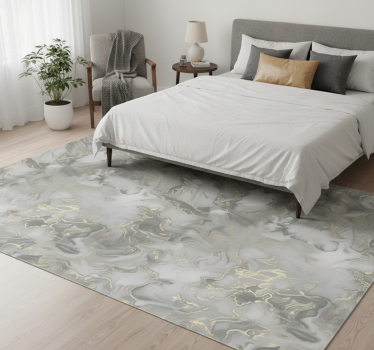 Alfombra vinílica dormitorio mármol líquido gris metalizado - TenVinilo