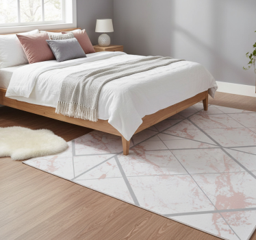 Alfombra vinílica dormitorio mármol rosa y gris - TenVinilo