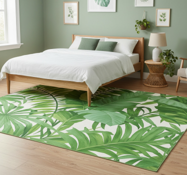 Alfombra vinílica dormitorio motivo hojas tropicales - TenVinilo