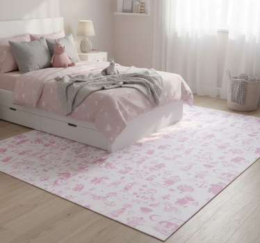 Alfombra vinílica dormitorio moomi rosa - TenVinilo