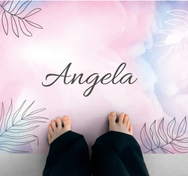 Alfombra vinílica dormitorio nombre floral personalizado - TenVinilo