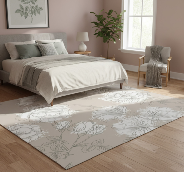 Alfombra vinílica dormitorio con peonías vintage - TenVinilo