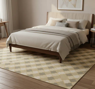 Alfombra vinílica dormitorio patrón art déco beige - TenVinilo
