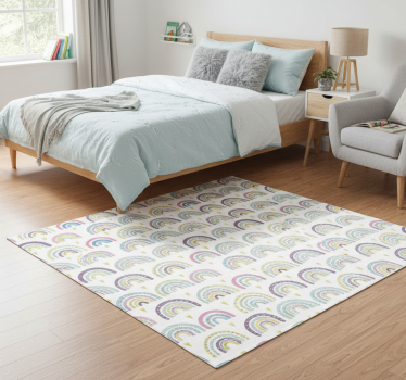 Alfombra vinílica dormitorio patrón de arcoíris colorido - TenVinilo