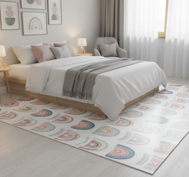 Alfombra vinílica dormitorio patrón de arcoíris minimalista - TenVinilo