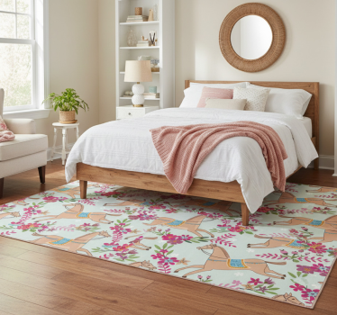 Alfombra vinílica dormitorio patrón de caballos rosas - TenVinilo