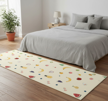 Alfombra vinílica dormitorio patrón de frutas coloridas - TenVinilo