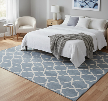 Alfombra vinílica dormitorio patrón hamptons gris - TenVinilo