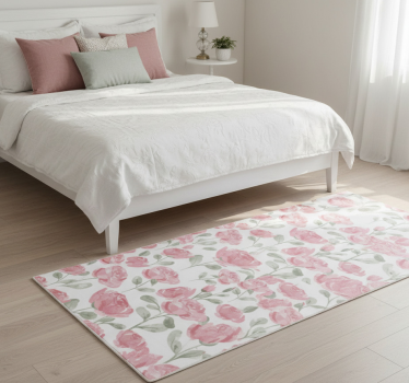 Alfombra vinílica dormitorio patrón rosa vintage natural - TenVinilo