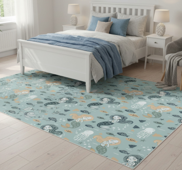 Alfombra vinílica dormitorio patrón sirena mágica - TenVinilo