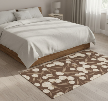 Alfombra vinílica dormitorio patrón tulipanes beige elegante - TenVinilo