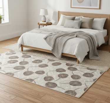 Alfombra vinílica dormitorio patrón tulipanes grises - TenVinilo