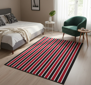 Alfombra vinílica dormitorio patrón vertical negro y rojo - TenVinilo