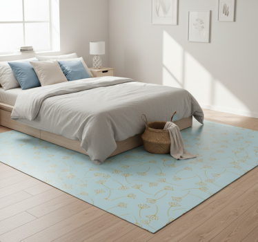 Alfombra vinílica dormitorio plantas nórdicas azules - TenVinilo