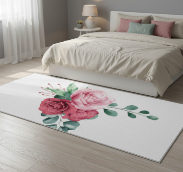 Alfombra vinílica dormitorio ramo de peonías - TenVinilo