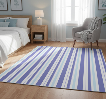 Alfombra vinílica dormitorio rayas verticales azules - TenVinilo
