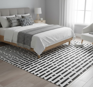 Alfombra vinílica dormitorio rectángulos en blanco y negro - TenVinilo