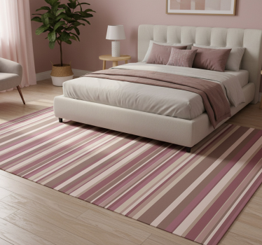Alfombra vinílica dormitorio rosa rayas - TenVinilo
