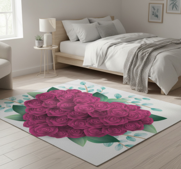 Alfombra vinílica dormitorio corona de corazones con rosas - TenVinilo