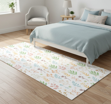 Alfombra vinílica dormitorio símbolos simples sobre blanco - TenVinilo