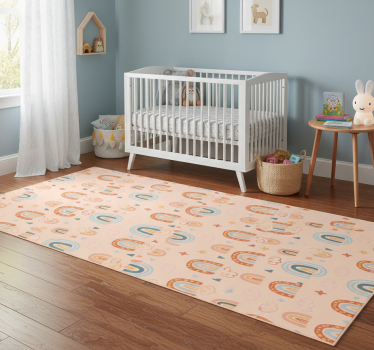 Alfombra vinílica dormitorio tema infantil arcoíris claro - TenVinilo