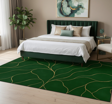 Alfombra vinílica dormitorio textura mármol verde y oro - TenVinilo