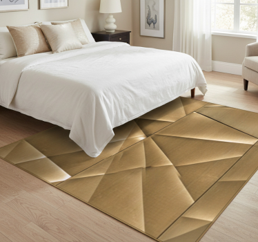 Alfombra vinílica dormitorio textura poligonal 3d dorada - TenVinilo