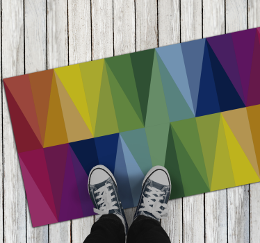 Alfombra vinílica dormitorio Triángulos arcoiris - TenVinilo