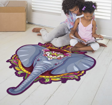 Alfombra pvc elefante con mandalas - TenVinilo
