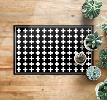 Alfombra vinílica entrada cruces blancas y negras - TenVinilo