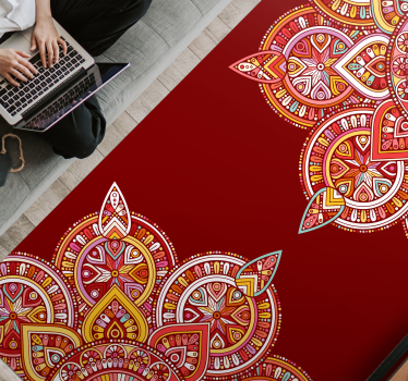 Alfombra vinílica étnica Mandala rojo étnico - TenVinilo