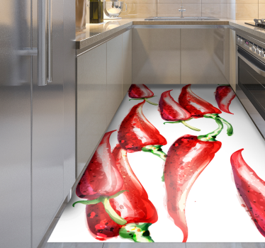 Alfombra vinílica cocina diseño de chiles - TenVinilo