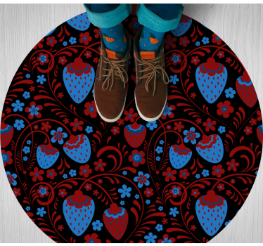 Alfombra vinílica cocina arreglo floral de fresas - TenVinilo