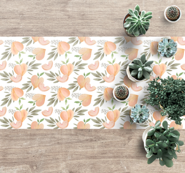Alfombra vinílica cocina arreglo floral de melocotón - TenVinilo