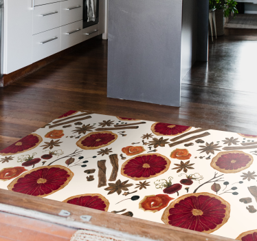 Alfombra vinílica cocina concepto botánico floral - TenVinilo