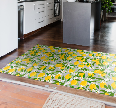 Alfombra vinílica cocina exuberante flor de cítricos - TenVinilo