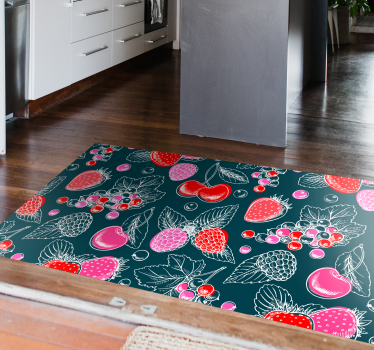 Alfombra vinílica cocina ilustración de una matriz de frutas - TenVinilo