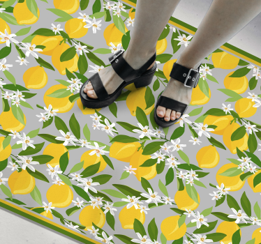 Alfombra vinílica cocina motivo de flor de limón - TenVinilo
