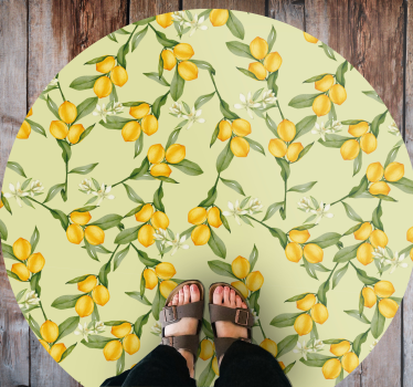 Alfombra vinílica cocina patrón de flor de cítricos - TenVinilo