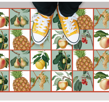 Alfombra vinílica cocina patrón de mosaico de frutas - TenVinilo