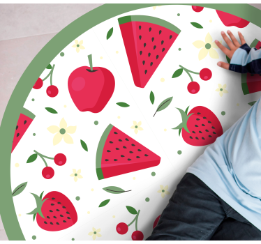 Alfombra vinílica cocina patrón floral de frutas - TenVinilo