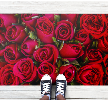 Alfombra vinílica recibidor rosas rojas vibrantes - TenVinilo