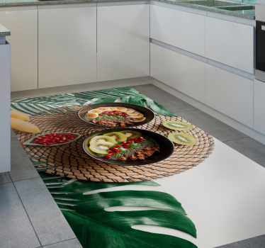 Alfombra vinílica cocina tazones de frutas tropicales - TenVinilo