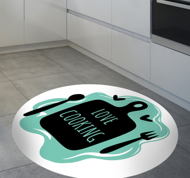 Alfombra vinílica cocina tabla de cortar me encanta cocinar - TenVinilo