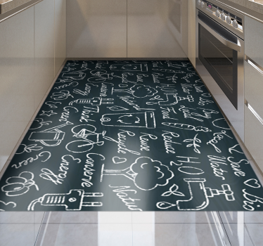 Alfombra vinílica cocina mensajes ecológicos - TenVinilo