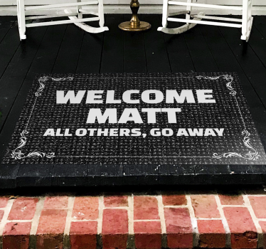 Alfombra vinílica recibidor mensaje de bienvenida divertido - TenVinilo