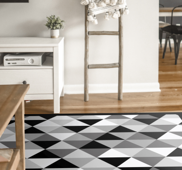 Alfombra vinílica geométrica Diseño de triángulos blancos, grises - TenVinilo